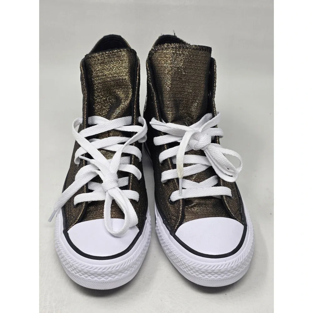 Converse Chuck Taylor Kids Size 4.5 High Top Sneakers Black Gold AO5388F New